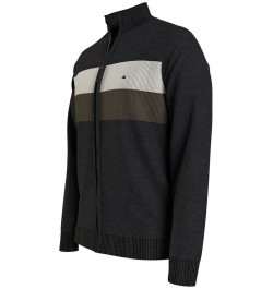 Men's Colorblocked Stripe Full-Zip Sweater Black $20.58 Sweaters