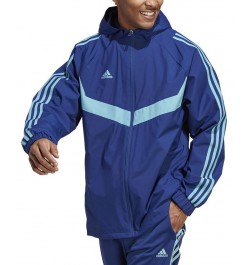 Tiro Hooded Zip-Front Three-Stripe Windbreaker Blue $45.00 Jackets