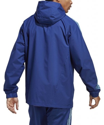 Tiro Hooded Zip-Front Three-Stripe Windbreaker Blue $45.00 Jackets