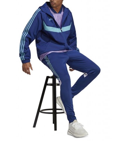 Tiro Hooded Zip-Front Three-Stripe Windbreaker Blue $45.00 Jackets