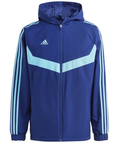 Tiro Hooded Zip-Front Three-Stripe Windbreaker Blue $45.00 Jackets