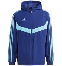 Tiro Hooded Zip-Front Three-Stripe Windbreaker Blue $45.00 Jackets