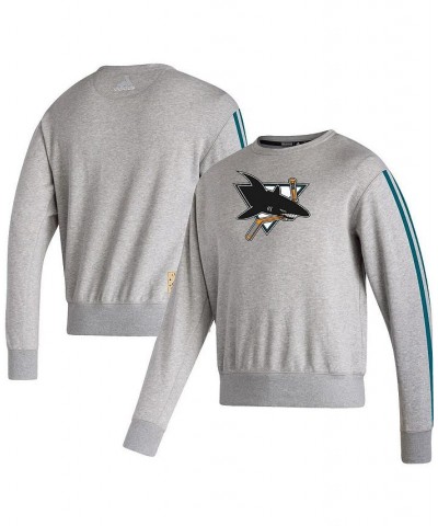 Men's Heathered Gray San Jose Sharks Team Classics Vintage-Like Pullover Sweatshirt $37.44 Sweatshirt