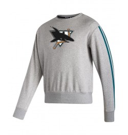 Men's Heathered Gray San Jose Sharks Team Classics Vintage-Like Pullover Sweatshirt $37.44 Sweatshirt