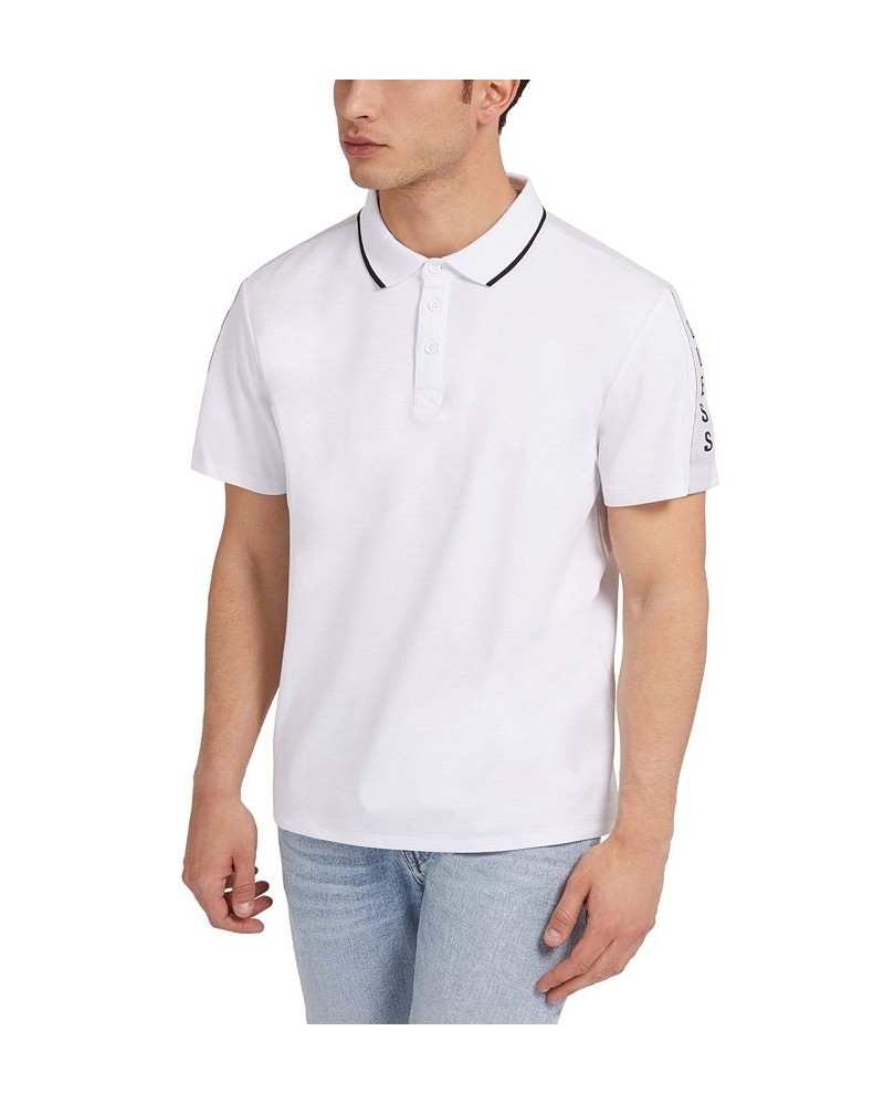 Men's Logo Taped Tipped Collar Polo Shirt White $29.99 Polo Shirts