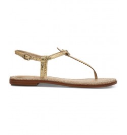 Gigi Signet T-Strap Flat Sandals Tan/Beige $48.10 Shoes