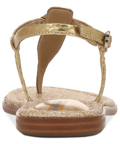 Gigi Signet T-Strap Flat Sandals Tan/Beige $48.10 Shoes