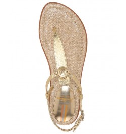 Gigi Signet T-Strap Flat Sandals Tan/Beige $48.10 Shoes