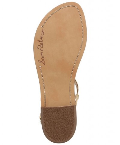 Gigi Signet T-Strap Flat Sandals Tan/Beige $48.10 Shoes