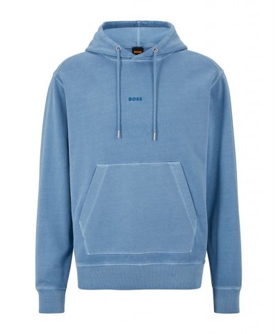 BOSS Men's Tonal Logo Garment-Dyed Hoodie Blue $75.60 Sweatshirt