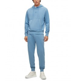 BOSS Men's Tonal Logo Garment-Dyed Hoodie Blue $75.60 Sweatshirt