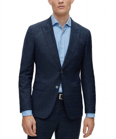 BOSS Men's Slim-Fit Suit in a Checked Wool Blend Blue $338.10 Suits