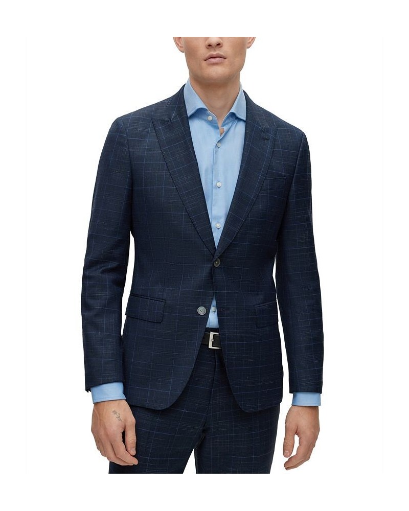 BOSS Men's Slim-Fit Suit in a Checked Wool Blend Blue $338.10 Suits