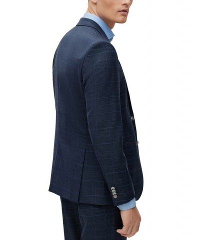 BOSS Men's Slim-Fit Suit in a Checked Wool Blend Blue $338.10 Suits