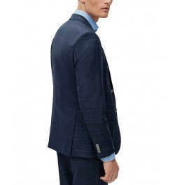 BOSS Men's Slim-Fit Suit in a Checked Wool Blend Blue $338.10 Suits