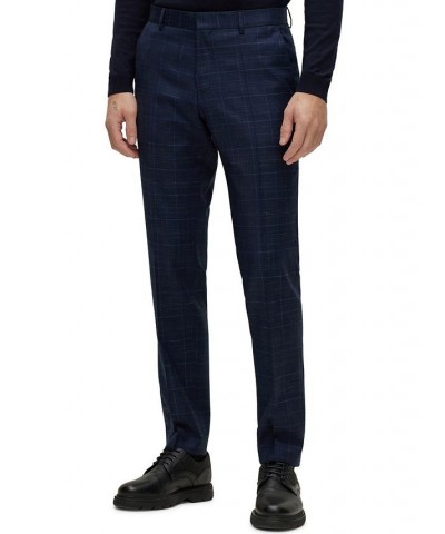 BOSS Men's Slim-Fit Suit in a Checked Wool Blend Blue $338.10 Suits