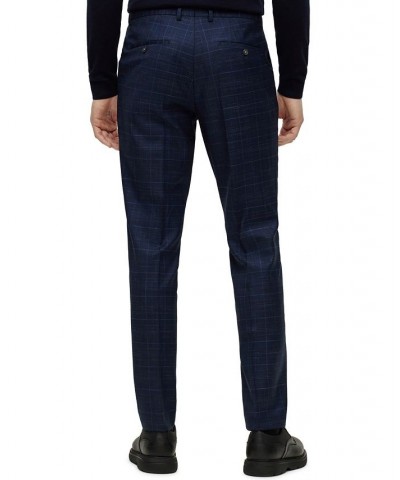 BOSS Men's Slim-Fit Suit in a Checked Wool Blend Blue $338.10 Suits