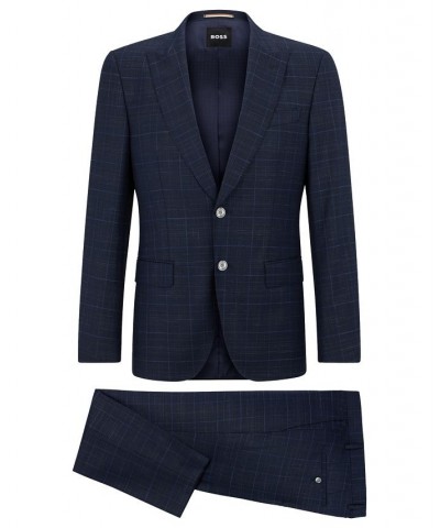 BOSS Men's Slim-Fit Suit in a Checked Wool Blend Blue $338.10 Suits