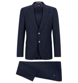 BOSS Men's Slim-Fit Suit in a Checked Wool Blend Blue $338.10 Suits