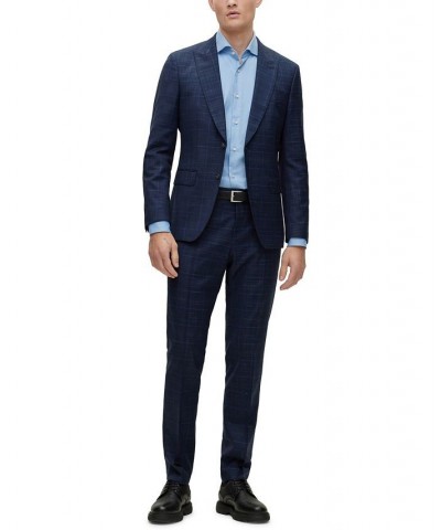 BOSS Men's Slim-Fit Suit in a Checked Wool Blend Blue $338.10 Suits