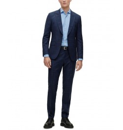 BOSS Men's Slim-Fit Suit in a Checked Wool Blend Blue $338.10 Suits