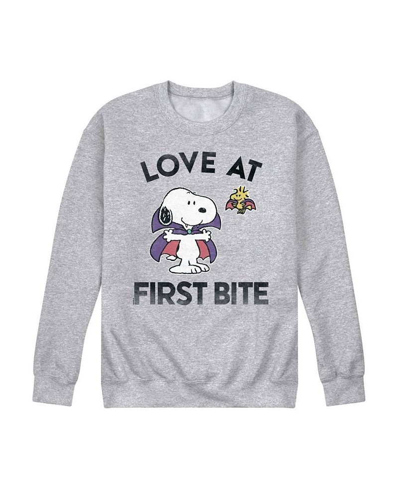 Men's Peanuts Love At First Bite Fleece T-shirt Gray $27.50 T-Shirts