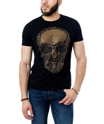 Men's Skull Rhinestone T-shirt Black $22.95 T-Shirts