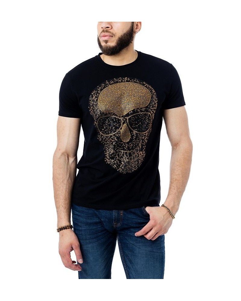 Men's Skull Rhinestone T-shirt Black $22.95 T-Shirts