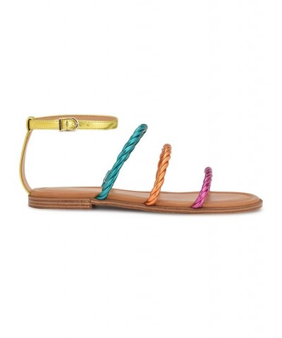 Women's Ipster Round Toe Strappy Flat Sandals Multi $41.08 Shoes