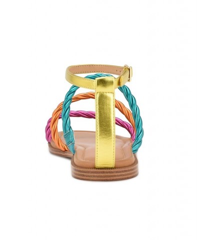 Women's Ipster Round Toe Strappy Flat Sandals Multi $41.08 Shoes