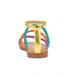 Women's Ipster Round Toe Strappy Flat Sandals Multi $41.08 Shoes