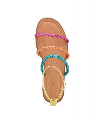 Women's Ipster Round Toe Strappy Flat Sandals Multi $41.08 Shoes