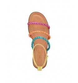 Women's Ipster Round Toe Strappy Flat Sandals Multi $41.08 Shoes