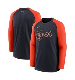 Men's Navy, Orange Detroit Tigers Authentic Collection Pregame Performance Raglan Pullover Sweatshirt $49.49 Sweatshirt