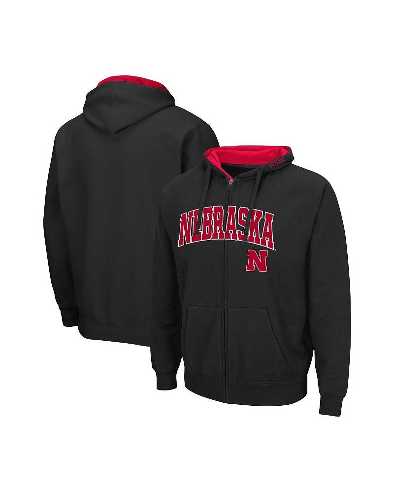 Men's Black Nebraska Huskers Arch Logo 3.0 Full-Zip Hoodie $32.39 Sweatshirt