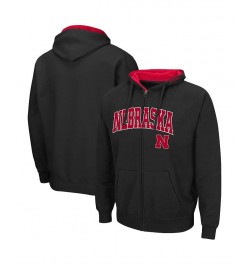 Men's Black Nebraska Huskers Arch Logo 3.0 Full-Zip Hoodie $32.39 Sweatshirt