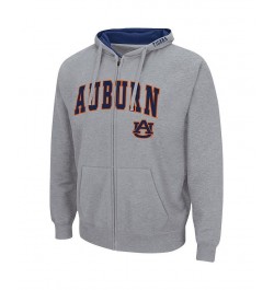 Men's Heathered Gray Auburn Tigers Arch and Logo 3.0 Full-Zip Hoodie $29.40 Sweatshirt