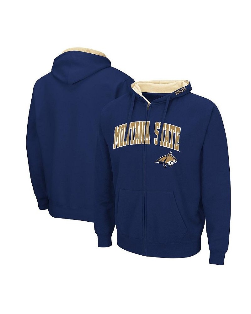 Men's Navy Montana State Bobcats Arch & Logo 3.0 Full-Zip Hoodie $18.80 Sweatshirt