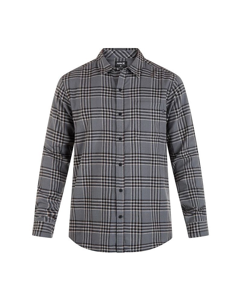 Men's Portland Flannel Long Sleeve Button-Up Shirt Gray $21.09 Shirts