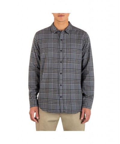 Men's Portland Flannel Long Sleeve Button-Up Shirt Gray $21.09 Shirts