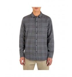 Men's Portland Flannel Long Sleeve Button-Up Shirt Gray $21.09 Shirts