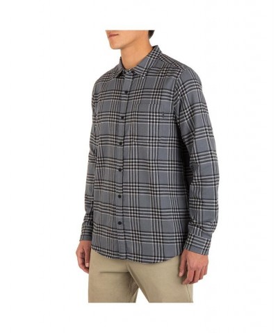 Men's Portland Flannel Long Sleeve Button-Up Shirt Gray $21.09 Shirts