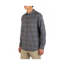 Men's Portland Flannel Long Sleeve Button-Up Shirt Gray $21.09 Shirts