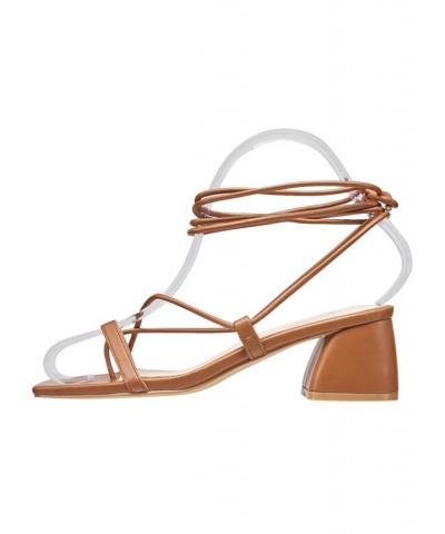 Women's Lace-Up Dress Sandals Tan/Beige $52.92 Shoes