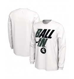 Men's White Michigan State Spartans Ball In Bench Long Sleeve T-shirt $20.00 T-Shirts