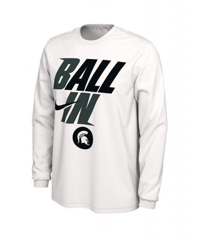 Men's White Michigan State Spartans Ball In Bench Long Sleeve T-shirt $20.00 T-Shirts