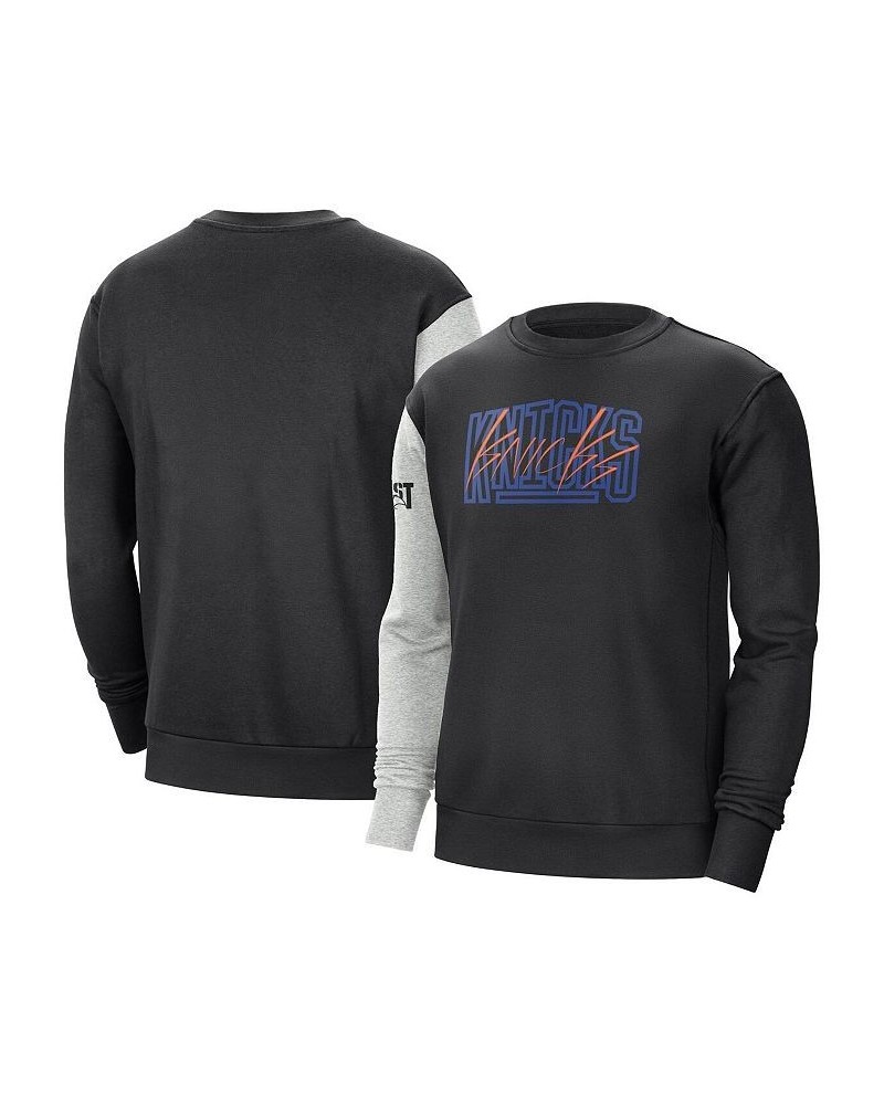 Men's Black, Heather Gray New York Knicks Courtside Versus Force & Flight Pullover Sweatshirt $33.60 Sweatshirt