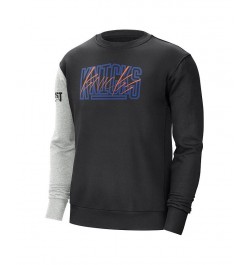 Men's Black, Heather Gray New York Knicks Courtside Versus Force & Flight Pullover Sweatshirt $33.60 Sweatshirt