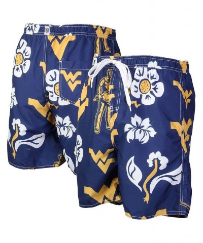 Men's Navy West Virginia Mountaineers Floral Volley Logo Swim Trunks $33.60 Swimsuits