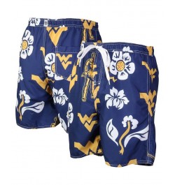 Men's Navy West Virginia Mountaineers Floral Volley Logo Swim Trunks $33.60 Swimsuits